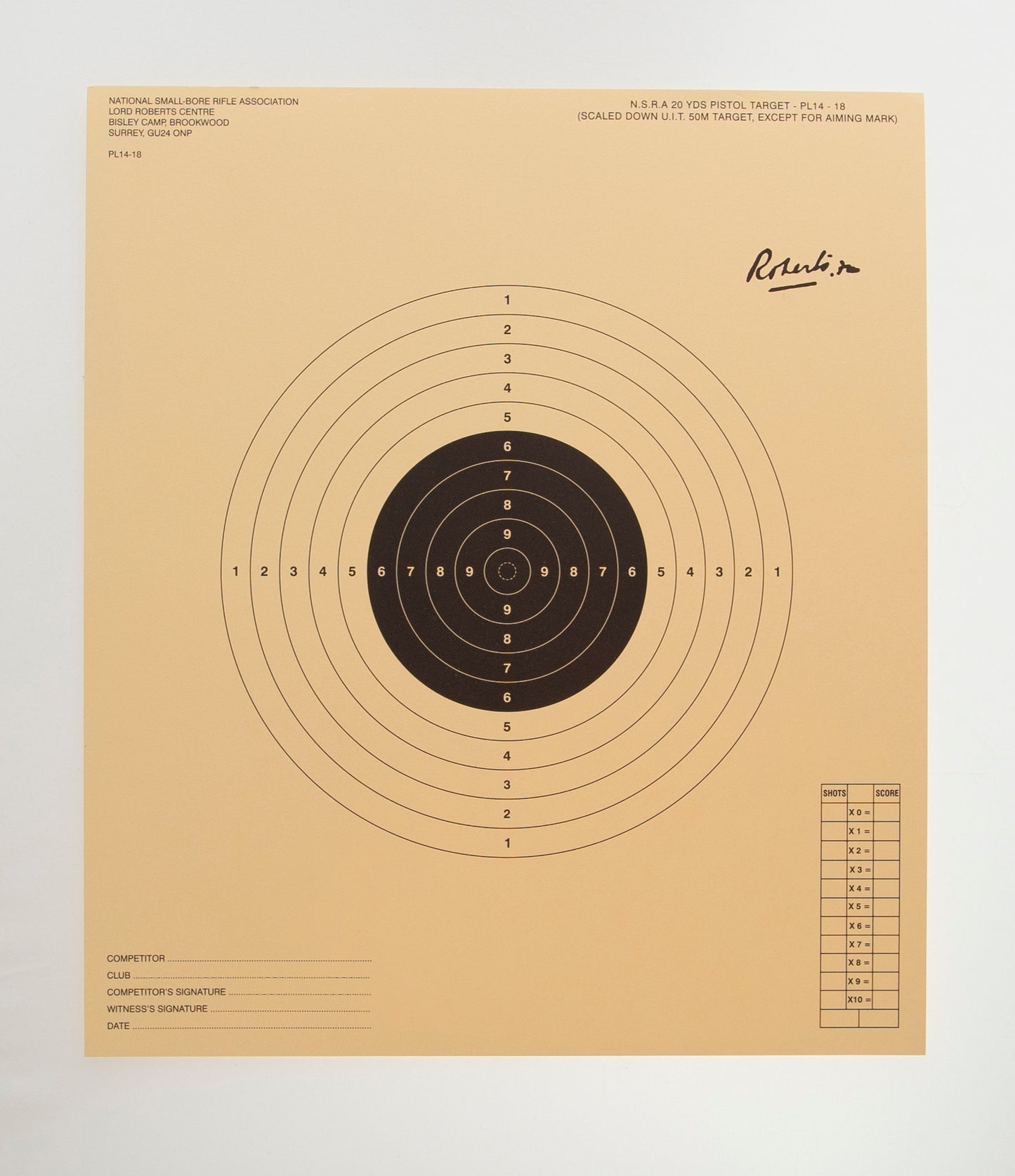 NSRA PL14-18 (20 Yards Free Pistol Comps)