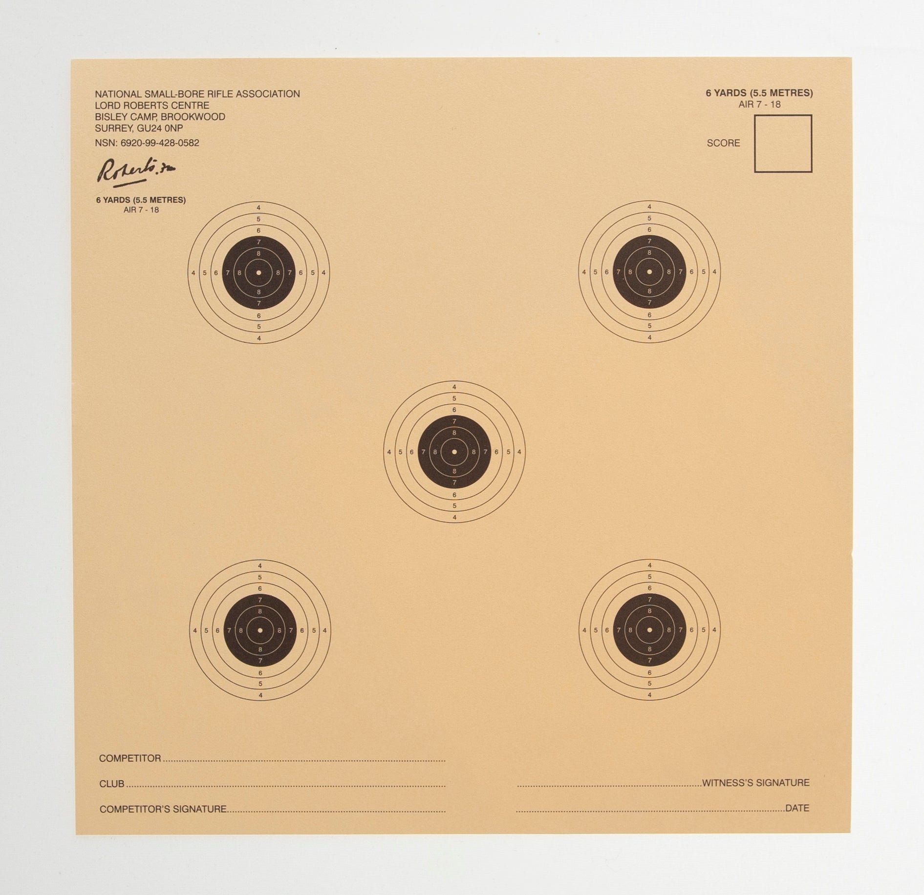 NSRA Air 7-18 (6 Yard 5 Target Air Rifle) – NSRA Shop
