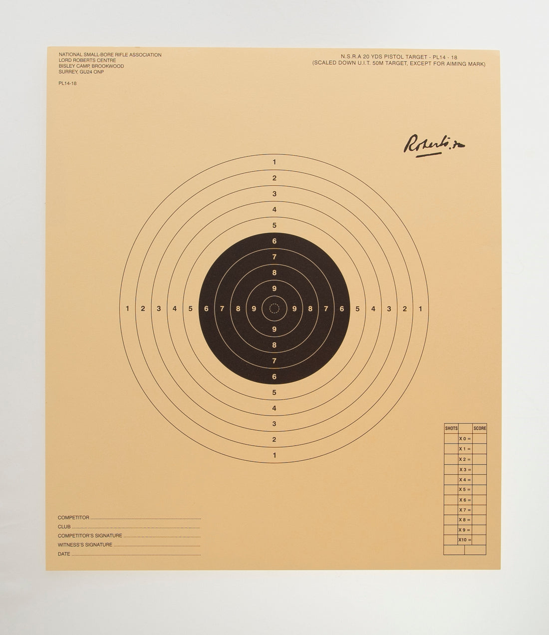 NSRA PL14-18 (20 Yards Free Pistol Comps) – NSRA Shop